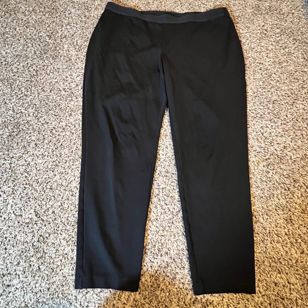 Talbots Soho Ankle Pant Black Tapered Leg Plus Size 16W Elastic Waist Trousers